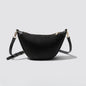 Black Ribbed Crescent Crossbody Bag