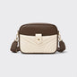 Two-Tone Quilted Chevron Crossbody Bag Brown & Beige