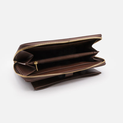 Très grand portefeuille brun foncé en PU & pochette ivoire amovible - BG253W047BR