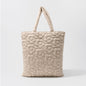 Beige Quilted Floral Tote Bag
