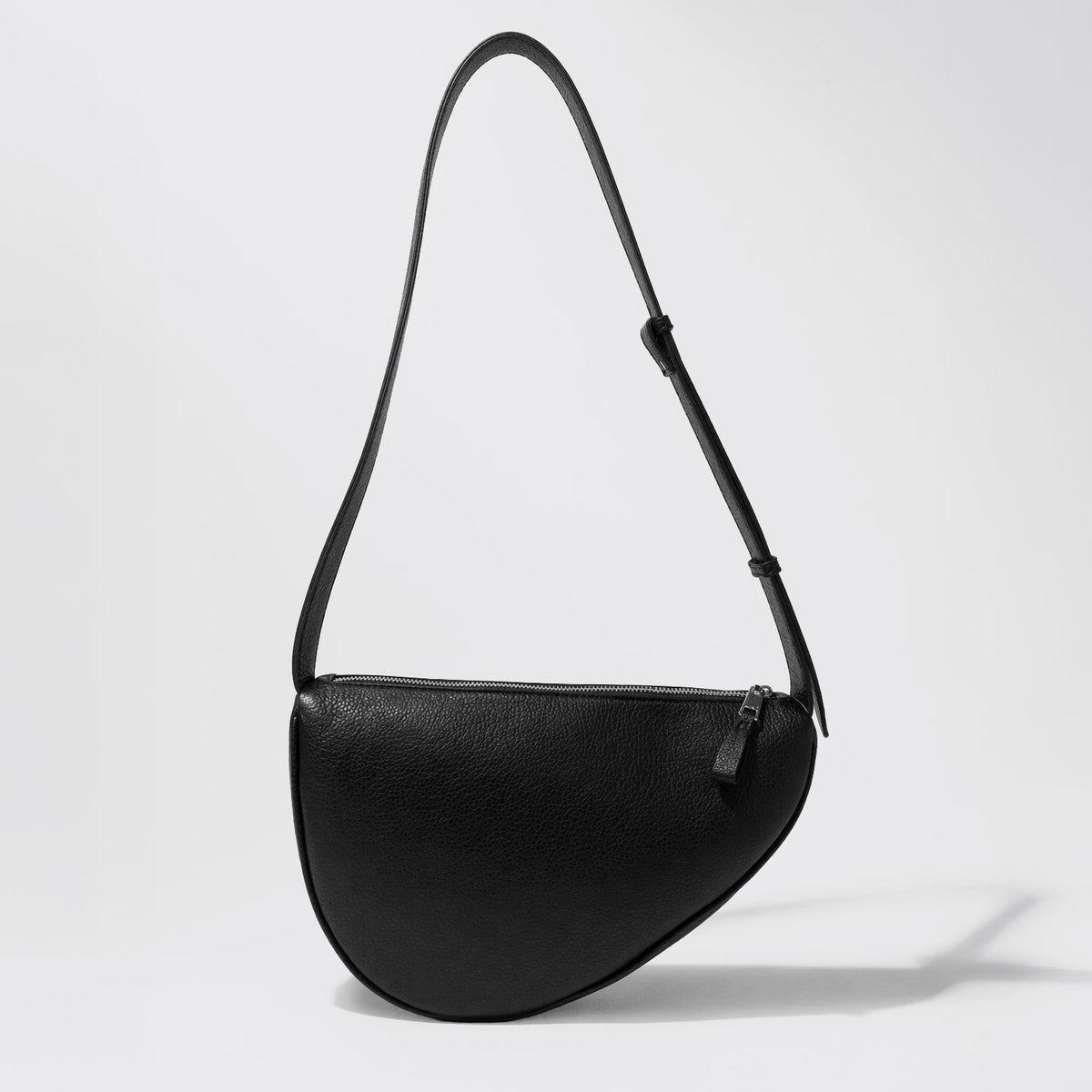 Black Asymmetric Crescent Shoulder Bag