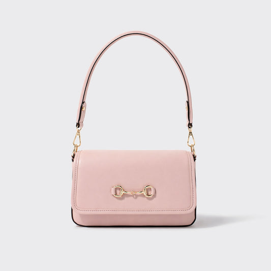 Pink Structured Crossbody Bag with Gold Hardware