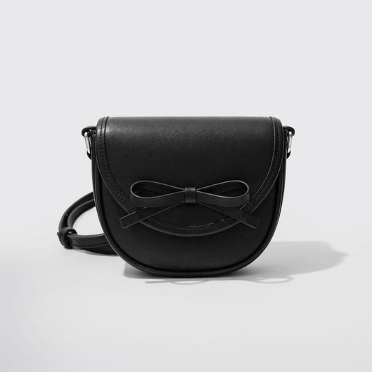 Black Saddle Bag with Bow Detail