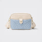 Two-Tone Quilted Chevron Crossbody Bag Blue & Beige