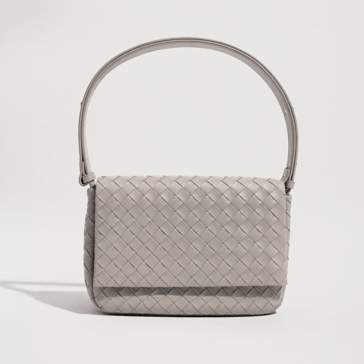 Beige Woven Top Handle Bag