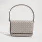 Beige Woven Top Handle Bag