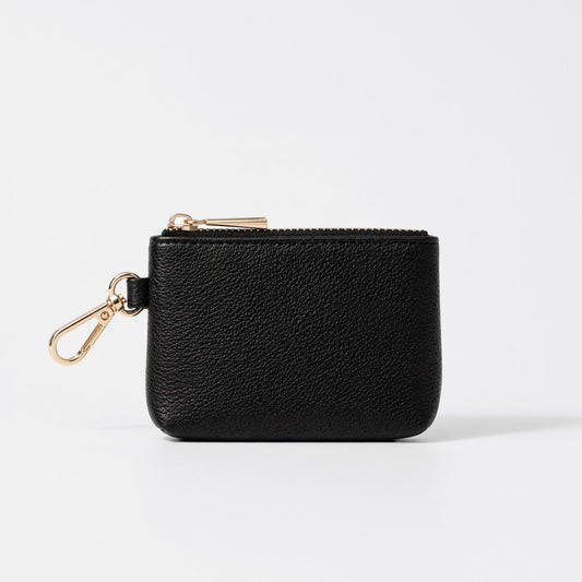 Black Mini Zip Pouch with Gold Clip
