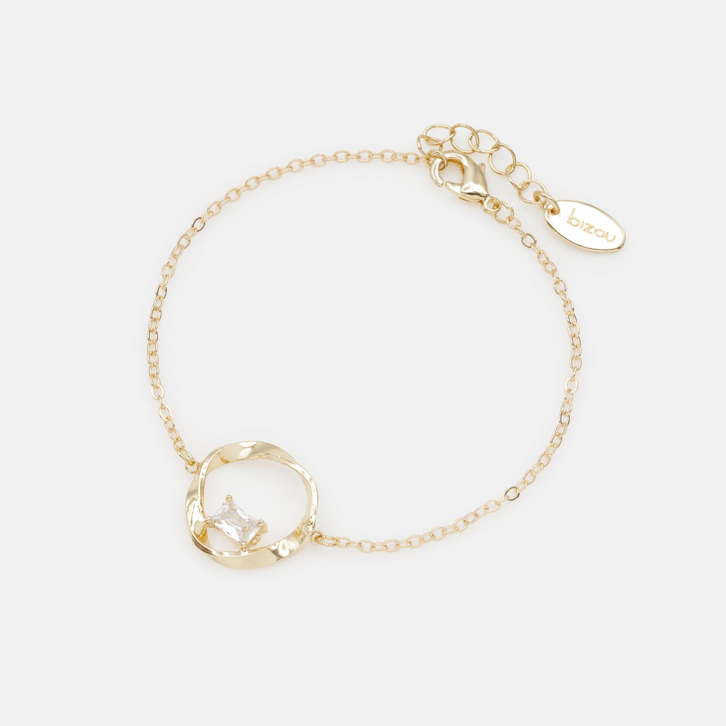 FS253B015GL - Twisted circle golden bracelet with translucent stone