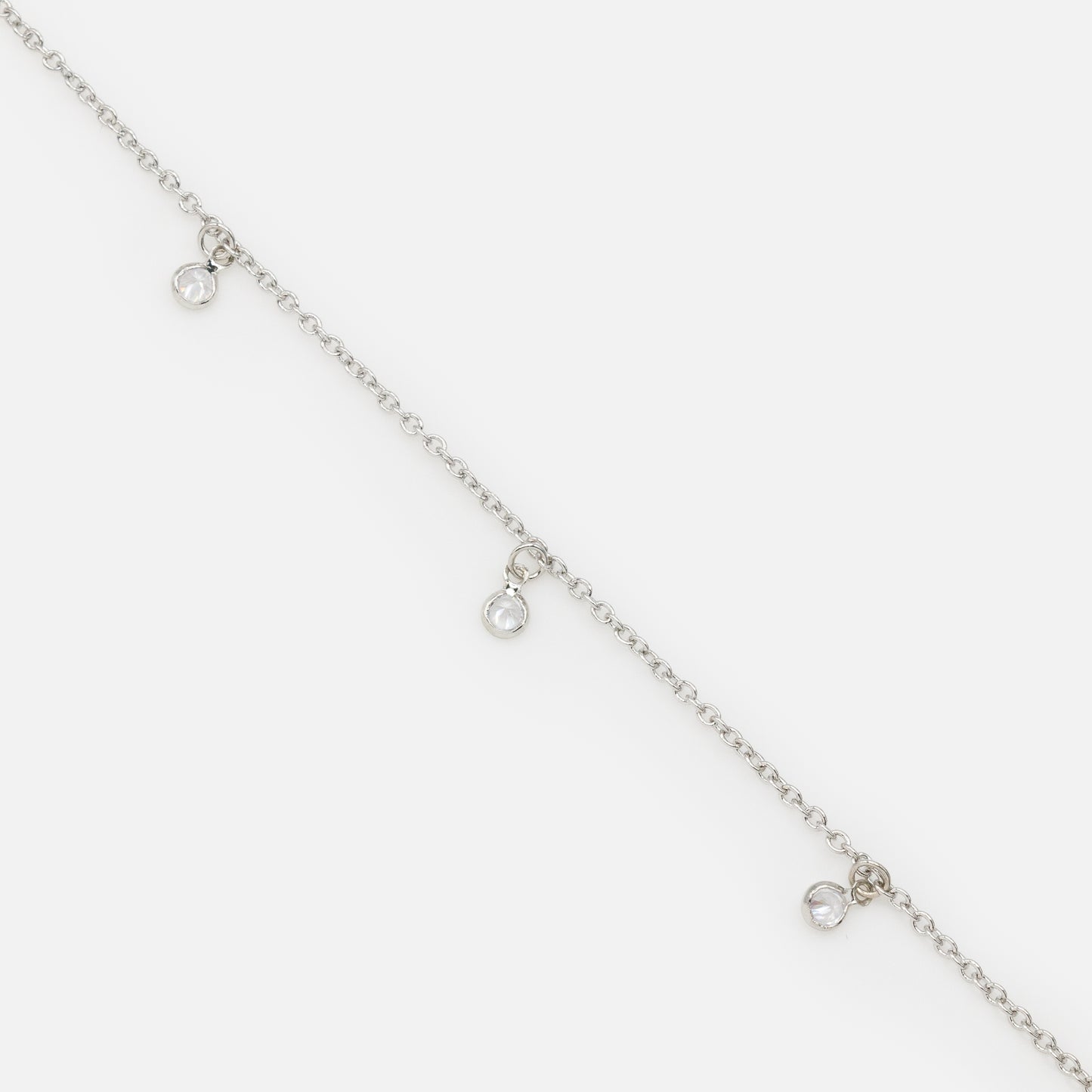 FS253B018SL - Small round charms with cubic zirconia silvered bracelet