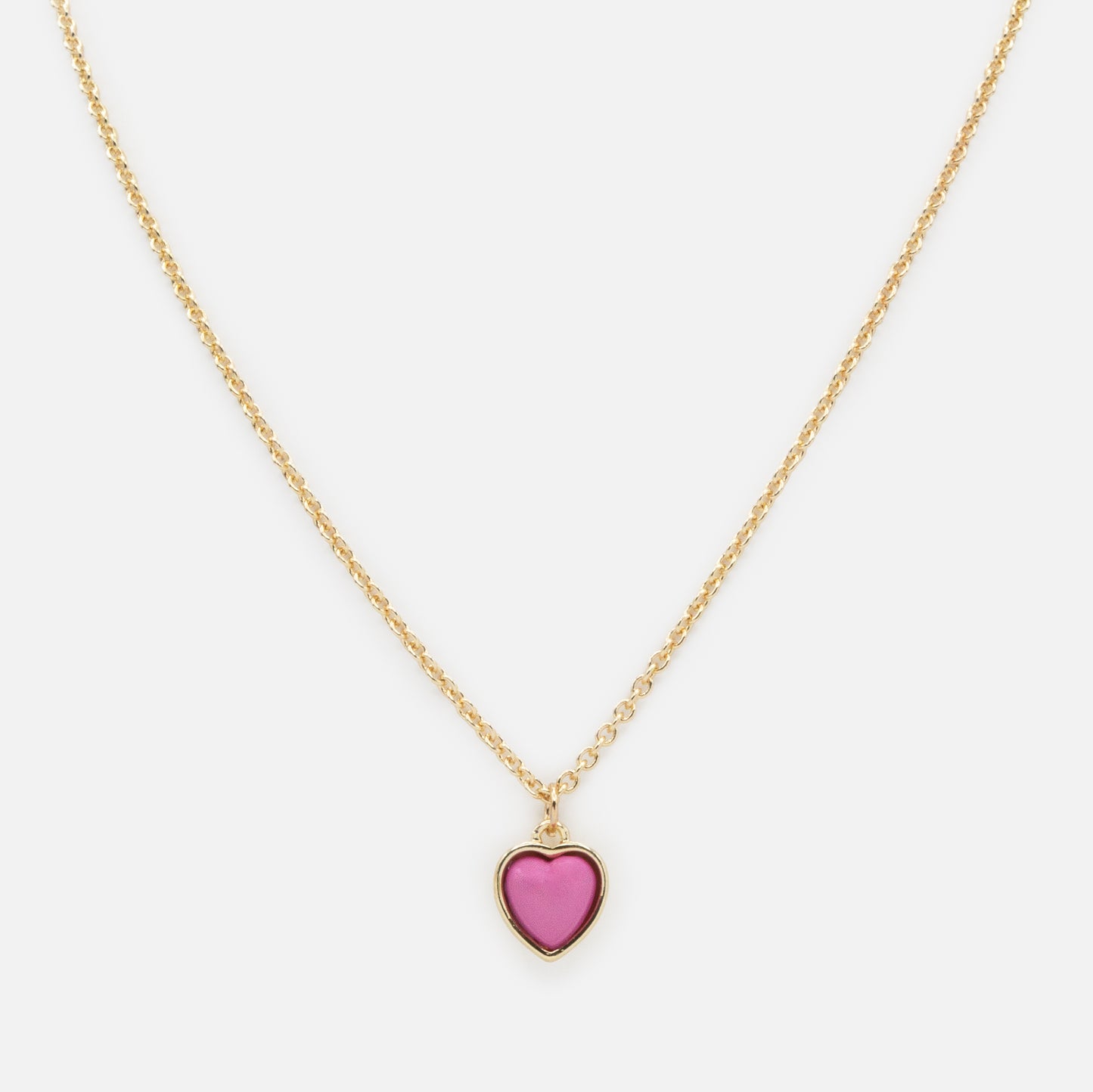 FS253N036GL - Pink heart charm golden necklace