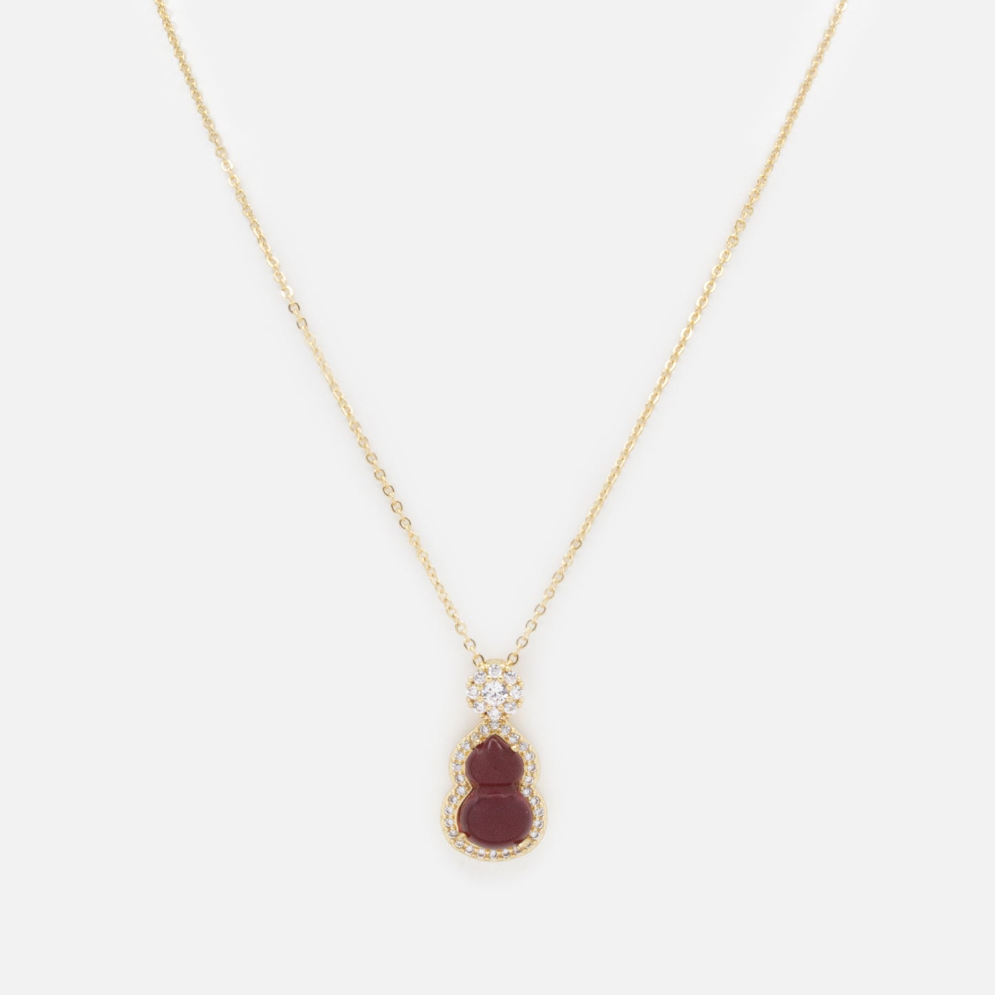 FS253N039GL - Collier doré breloque bourgogne & zircons cubiques