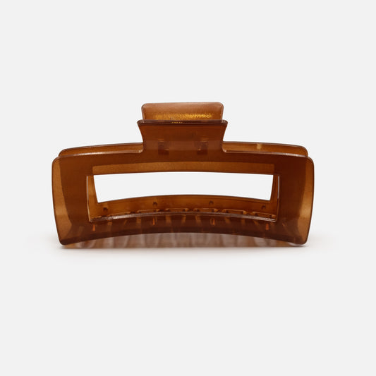 Rectangular translucent brown jumbo claw - HA251W031BR