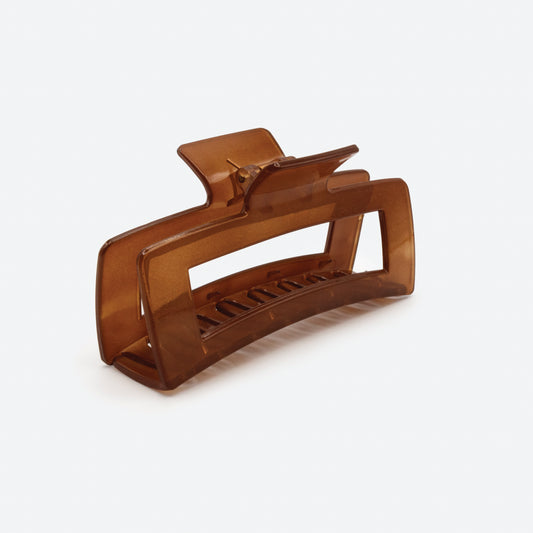 Rectangular translucent brown jumbo claw - HA251W031BR