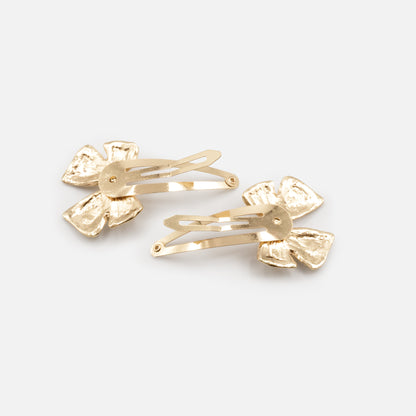 HA253C004GL - Duo de pinces dorées en métal avec boucle