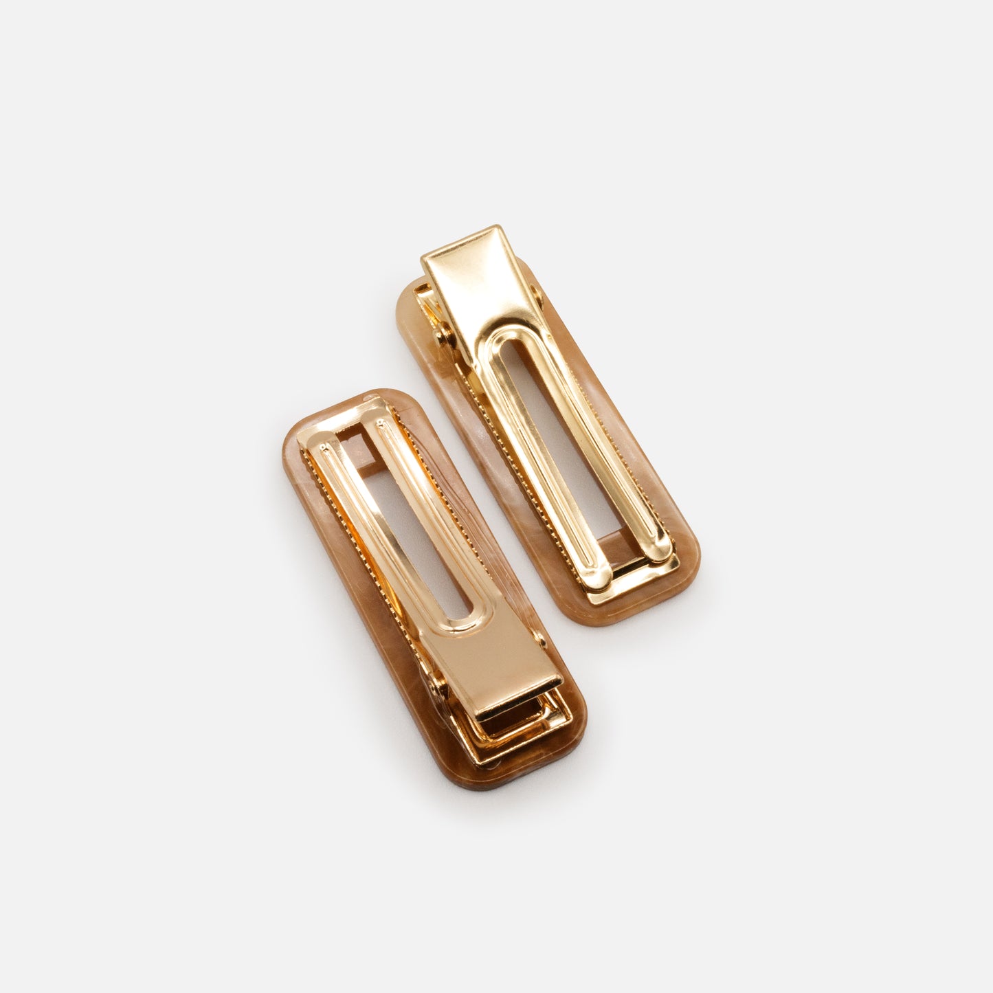 Ivory & caramel marbled clips duo - HA253C013MM