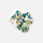 Aqua blue & yellow ribbed scrunchie with pattern - HA253E046MM