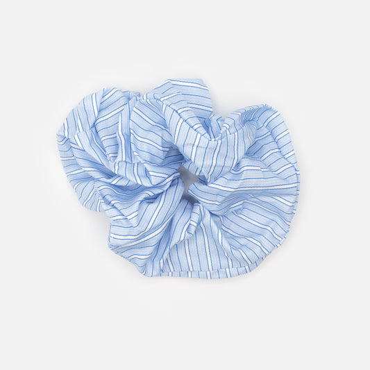 White & blue stripes large scrunchie - HA253E050BL