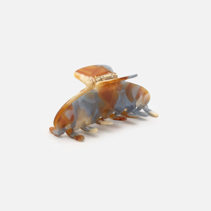 HA253W024MM - Pince bleu pâle, caramel & ivoire en plastique au fini lustré