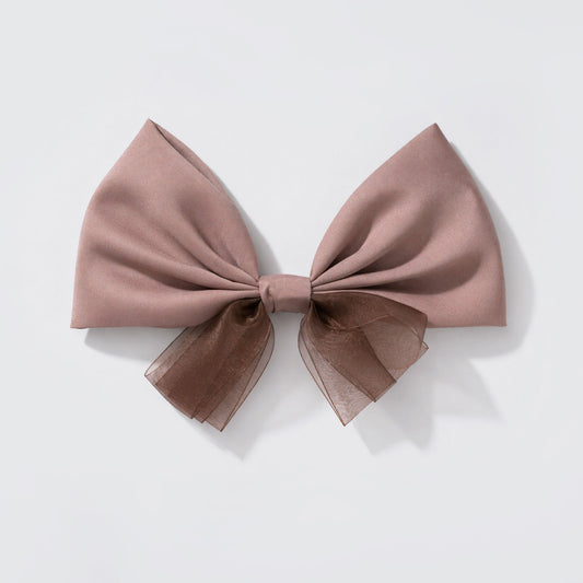 Silky Dusty Pink Bow Hair Clip with Organza