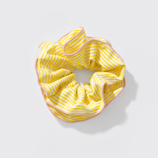 Yellow Striped Double-Layer Scrunchie