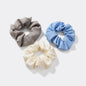 Trio of Scrunchies Grey, Blue and Ivory