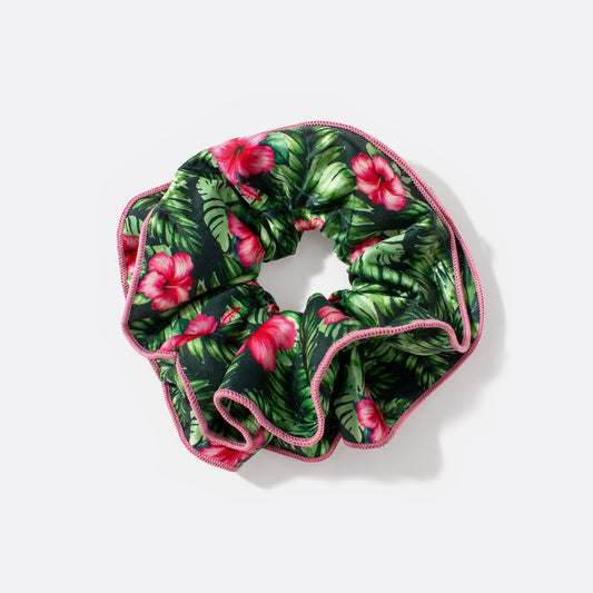 Tropical Print Double-Layer Scrunchie