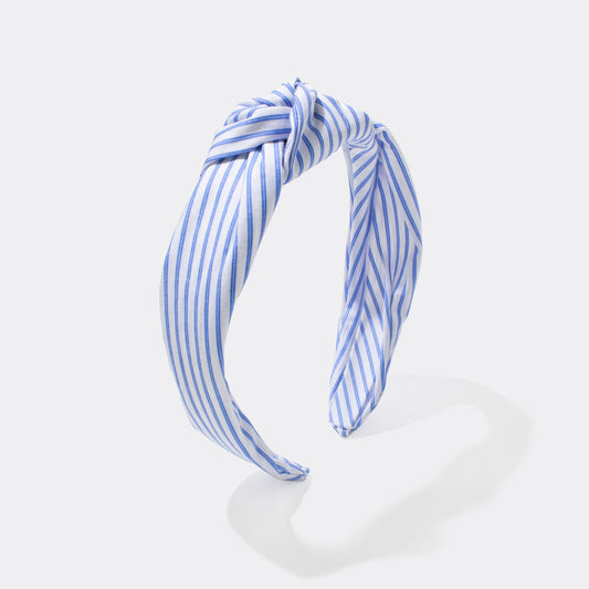 Blue and White Striped Knotted Headband