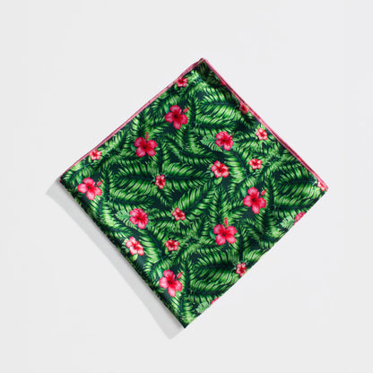 Silky Scarf with Tropical Floral Print