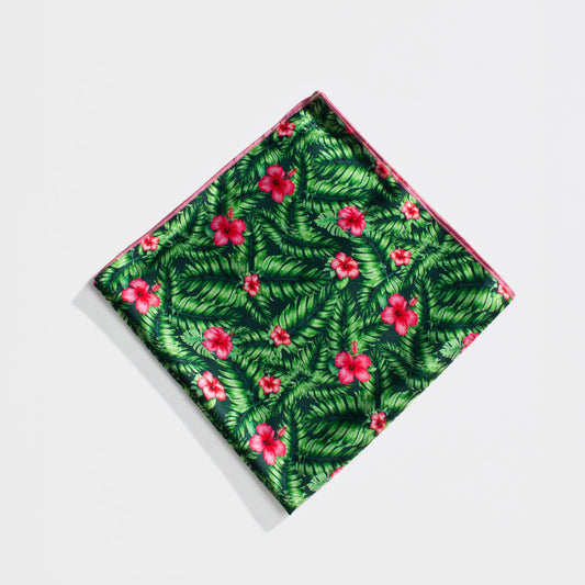 Silky Scarf with Tropical Floral Print