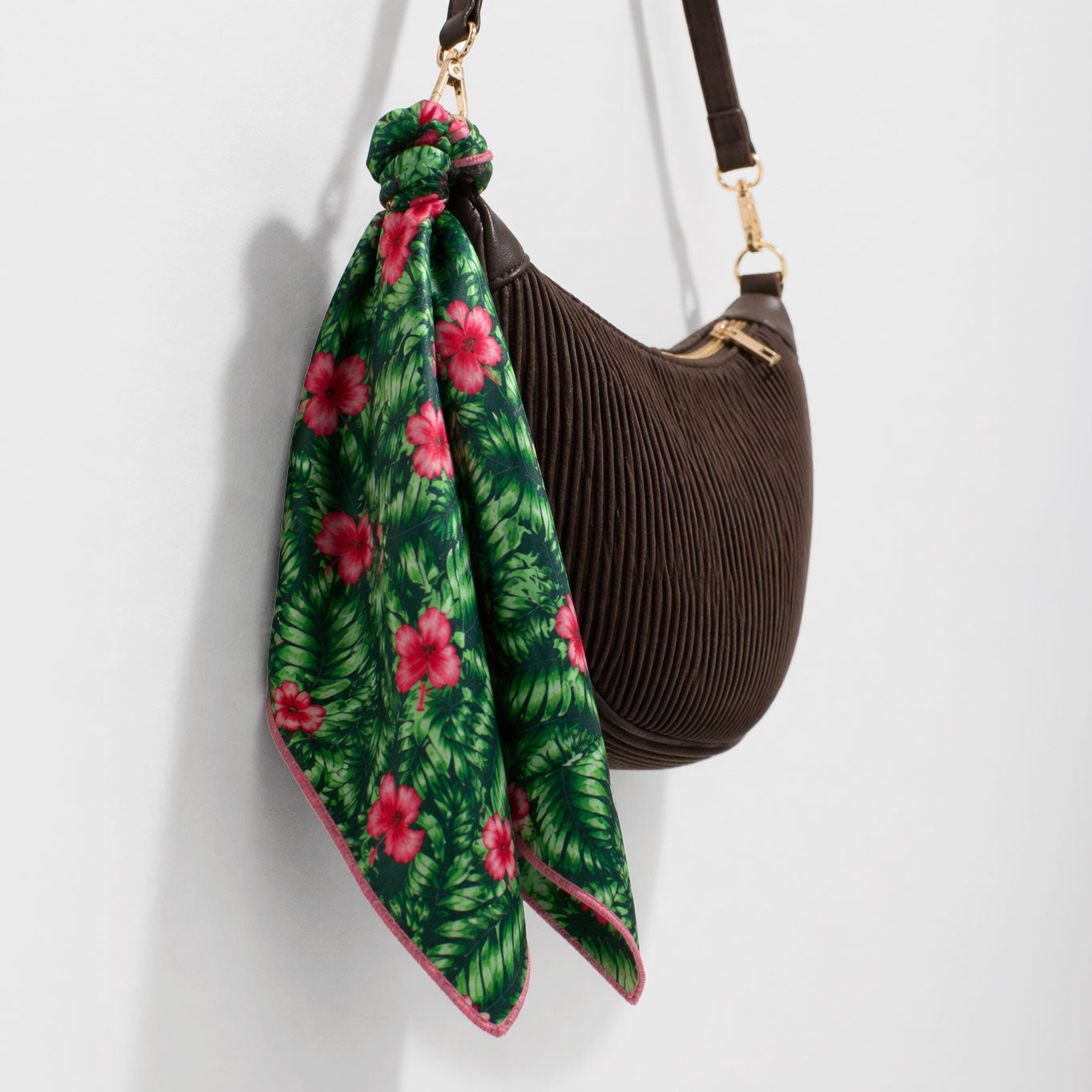 Silky Scarf with Tropical Floral Print