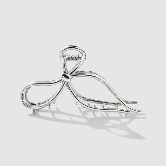 Silvered Metal Bow Shaped Claw Clip