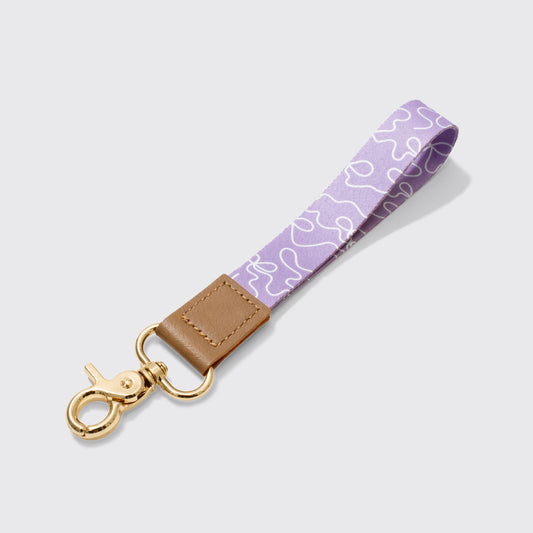 Lilac Bow Print Wristlet Keychain