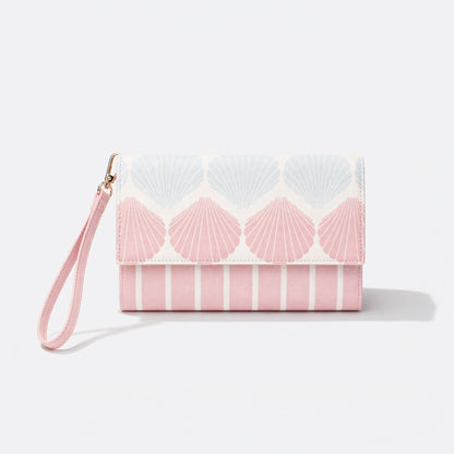 Seashell Print Travel Wallet with Wristlet