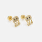 Mini boucles d'oreilles méduses dorées avec zircons cubiques en acier inoxydable - MN241E009GL