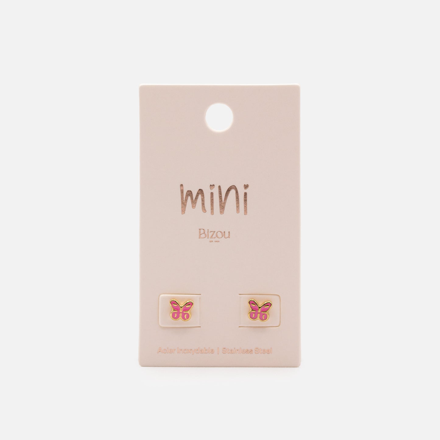 MN243E007GL - Mini pink butterflies golden earrings in stainless steel