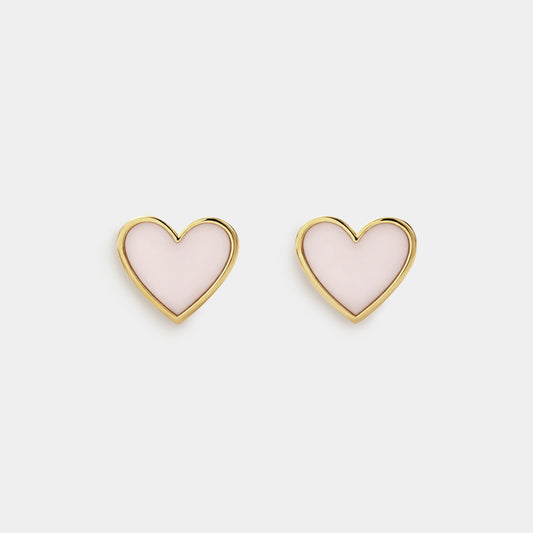 Mini pale pink hearts golden earrings in stainless steel -  MN243E010GL