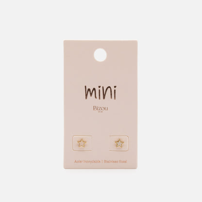 MN243E018GL - Mini boucles d'oreilles dorées étoiles rose pâle en acier inoxydable
