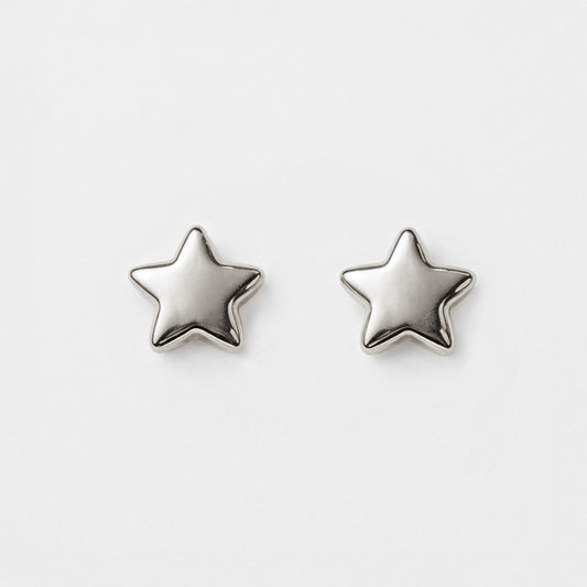 Mini silvered stars earrings in stainless steel - MN253E002SL