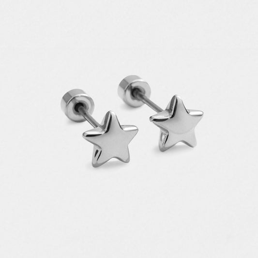 Mini silvered stars earrings in stainless steel - MN253E002SL