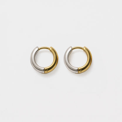 Mini two-tone huggies in stainless steel - MN253E003MM