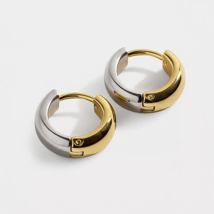 Mini two-tone huggies in stainless steel - MN253E003MM