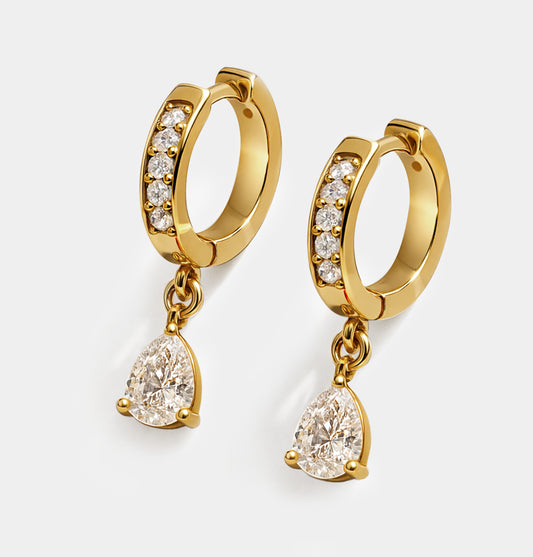 Mini golden huggies in stainless steel & cubic zirconia - MN253E006GL