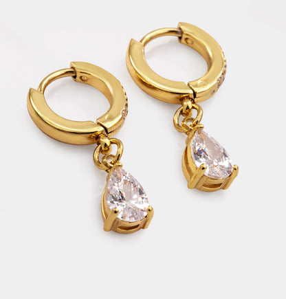 Mini boucles d'oreilles huggies dorées en acier inoxydable & zircon cubique - MN253E006GL