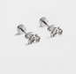 Mini boucles d'oreilles feuilles argentées en acier inoxydable & zircons cubiques - MN253E007SL