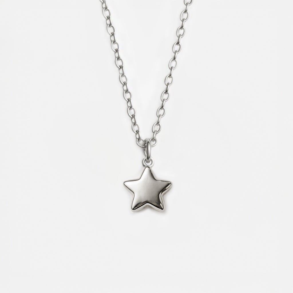 Mini collier étoile argentée en acier inoxydable - MN253N006SL