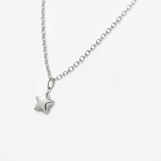 Mini silvered star necklace in stainless steel - MN253N006SL