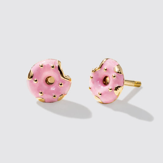 Mini Golden Donut Stud Earrings Stainless Steel