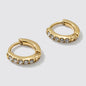 Mini Golden Huggie Hoop Earrings, Crystal Stone Stainless Steel