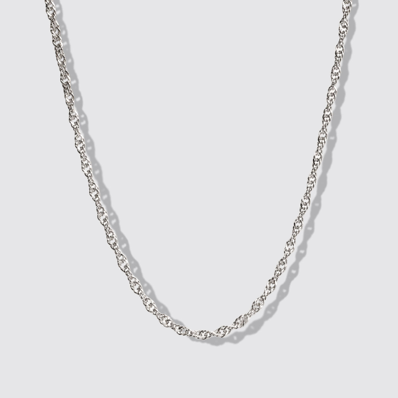 Mini Silvered Singapore Chain Necklace Stainless Steel
