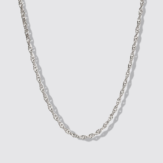 Mini Silvered Singapore Chain Necklace Stainless Steel
